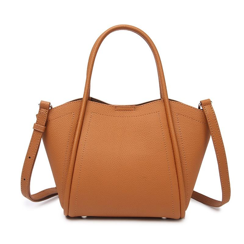 Cowhide handbag bag women's new trendy large-capacity bucket versatile commuter leather shoulder messenger bag