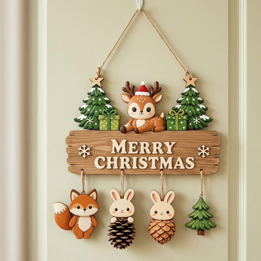 Reindeer Christmas Ornaments Santa Claus Xmas Wall-mounted Pendants Living Room