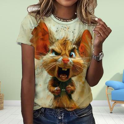 Модная женская футболка с принтом «Раздражительная мышь», забавная повседневная футболка с круглым вырезом и короткими рукавами, летняя женская футболка