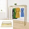 Gold Boutique Clothing Rack, Garment Rack with Top Shelf, Dual-Bar Apparel Display Stand for Retail Store, 150cm Tall Organizer