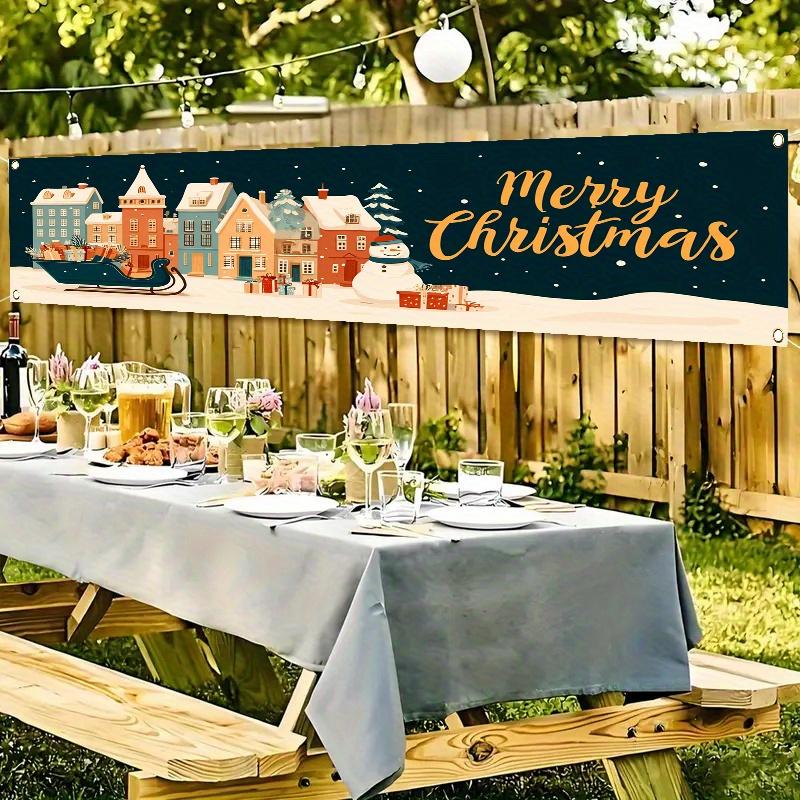 Christmas Fence Banner, Gingerbread House Snowman Sled and Gifts, Wishing You a Joyful Christmas Decor