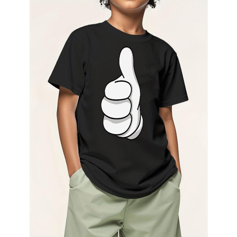 Boys Thumbs Up Print Crewneck Short Sleeve Tee