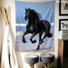 White Horse with Autumn Maple Leaves Tapestry, Fantasy Purple Sky Horse Art Print Wall Hanging Home Decor