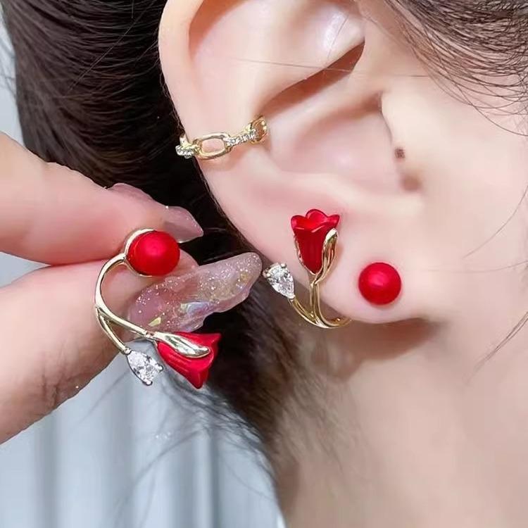 111 серебряных игл, многовариантные красные серьги-тюльпаны, новое серьги-гвоздики с жемчугом, серьги-цветы.