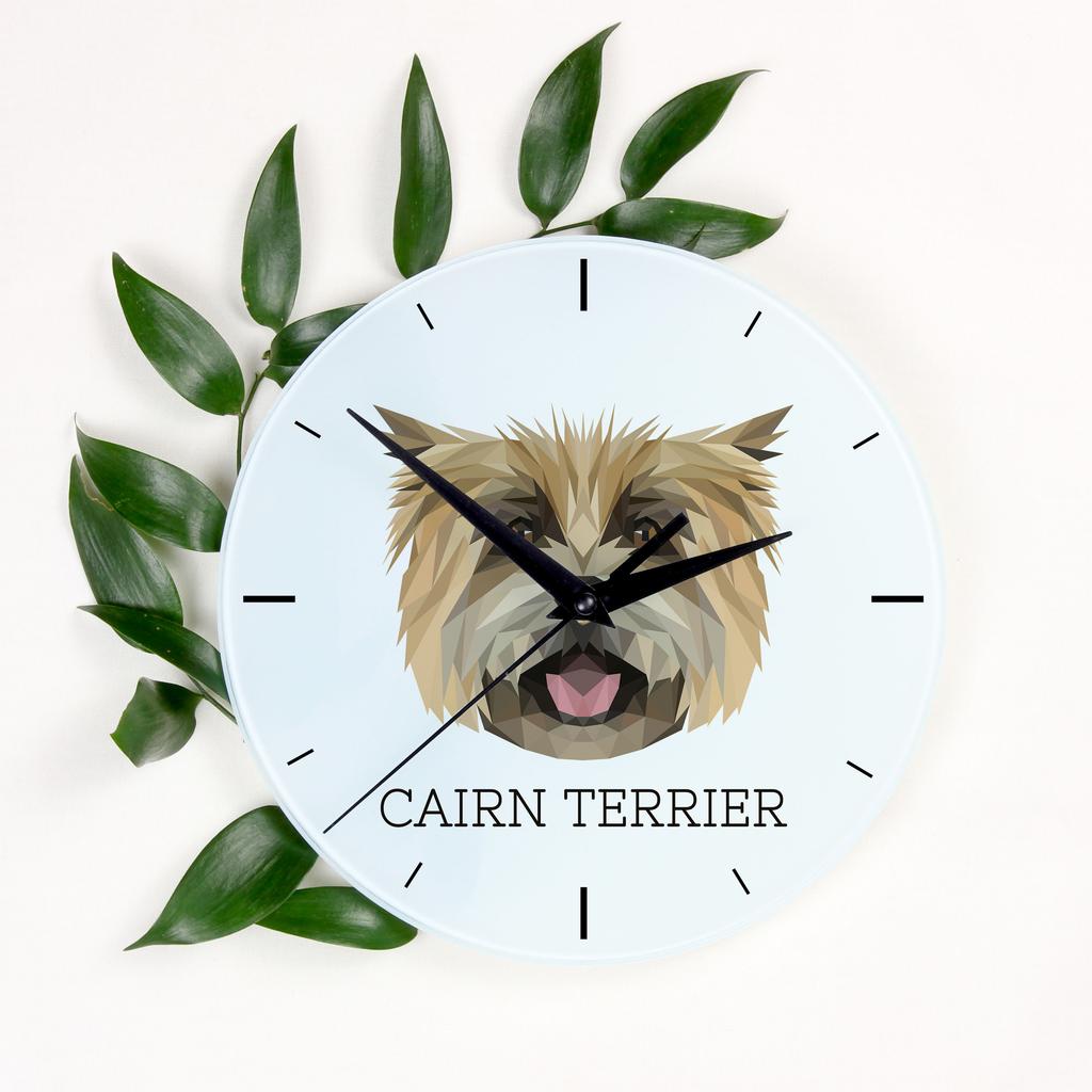 Cairn Terrier -Geometryczny Zegar Ścienny Ze Zdjęciem I Napisem Marki Art-Dog