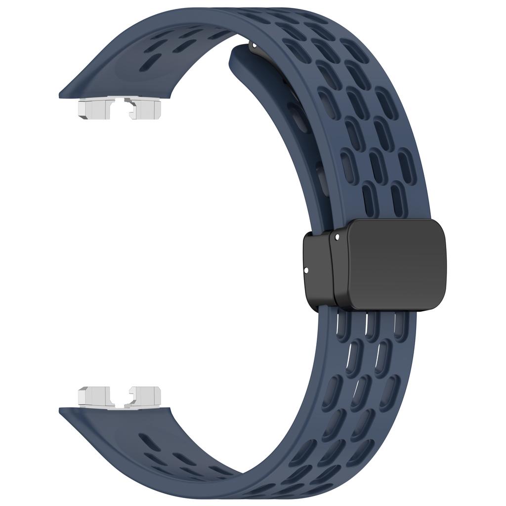 Silicone Watch Band for Huawei Band 10/10 NFC/9/9 NFC/8/8 NFC Holes Design Breathable Magnetic Buckle Strap
