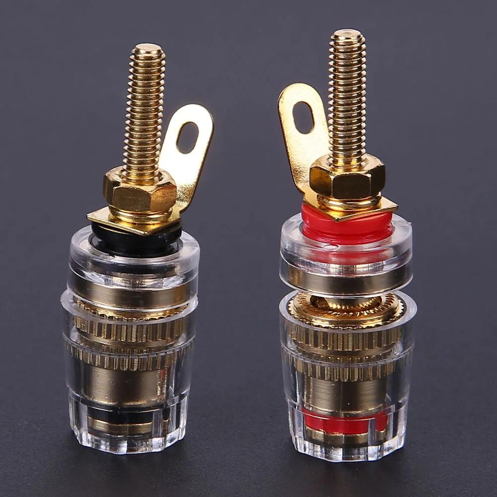 2/4/6pcs Brass 4MM Gold Plated Speaker Amplifier Terminal Binding Post Nut Banana Plug Jack Socket Connector Long Thread Adapter