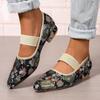 Fashion New Slip-on Women's Fashion Low Heeled Shoes Embroidered Women's Pumps Round Toe Shallow Soft Loafers Thick Heel Shoes for Women