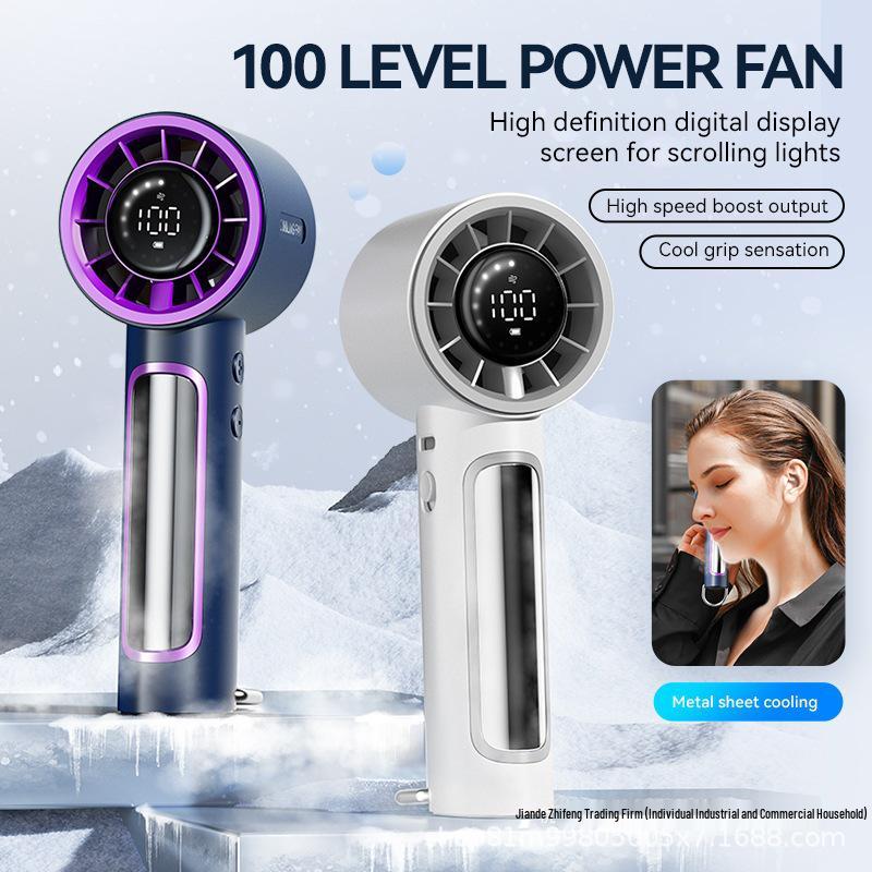 2025 New Mini Handheld Ice Pack Fan with Digital Display - Silent High-Speed Portable Outdoor Electric Fan