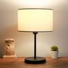 Neva Black Metal Leg Modern Lampshade Cylinder Cream Fabric Headbed
