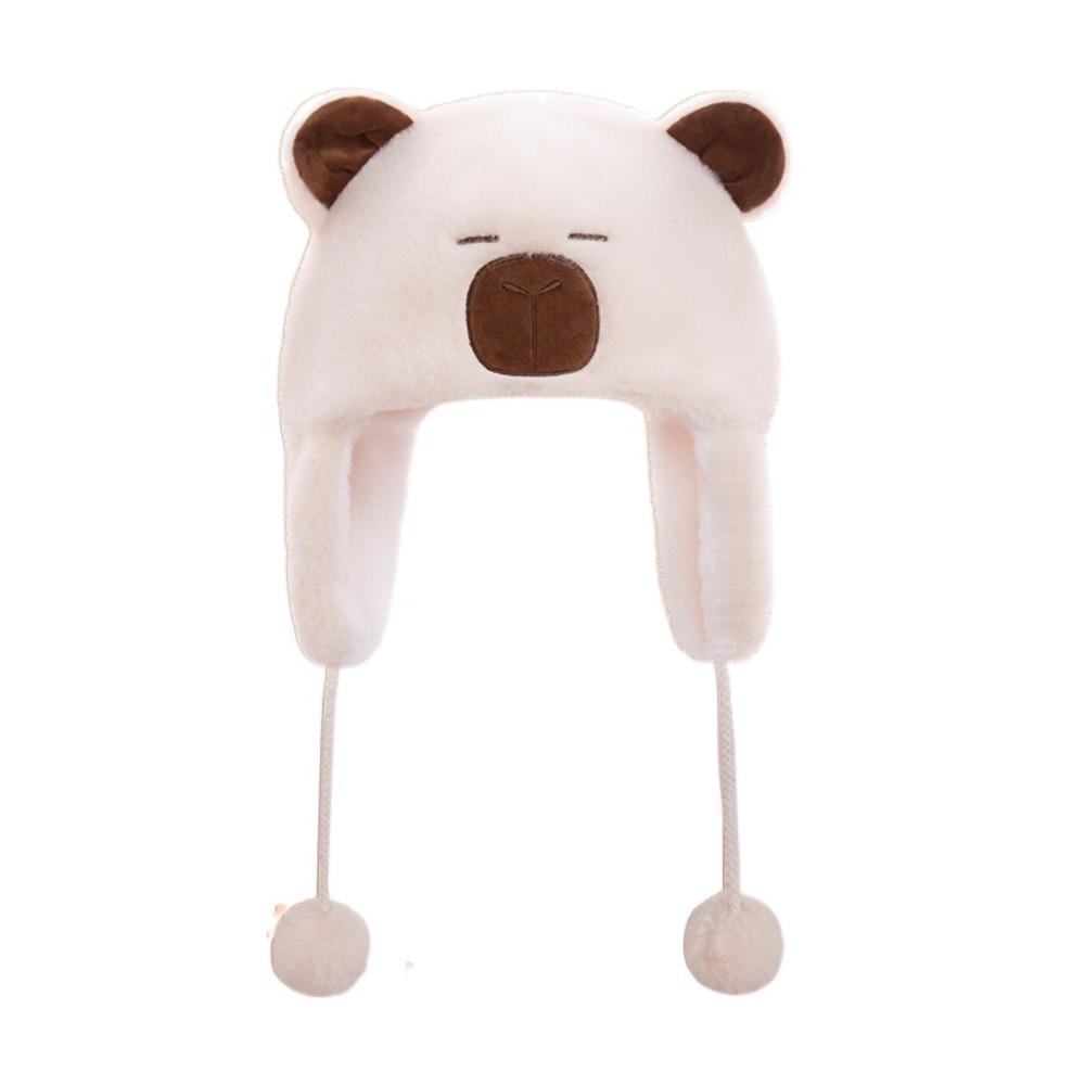 Pullover Hat Cute Plush Capybara Hat Warm Animals Ears Beanie Hats Winter Autumn
