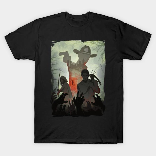 Men Black Print T-shirt Zombie Fighters No-Cut Transfer Paper Print Cotton Tshirt