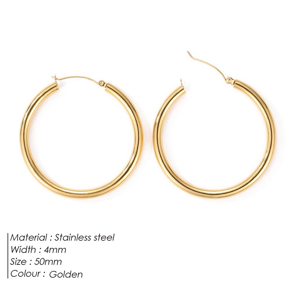 eManco Korean Aesthetic Round Elegant Lightweight Non Allergic Stainless Steel Personalized Earrings Party Fashion Jewelry