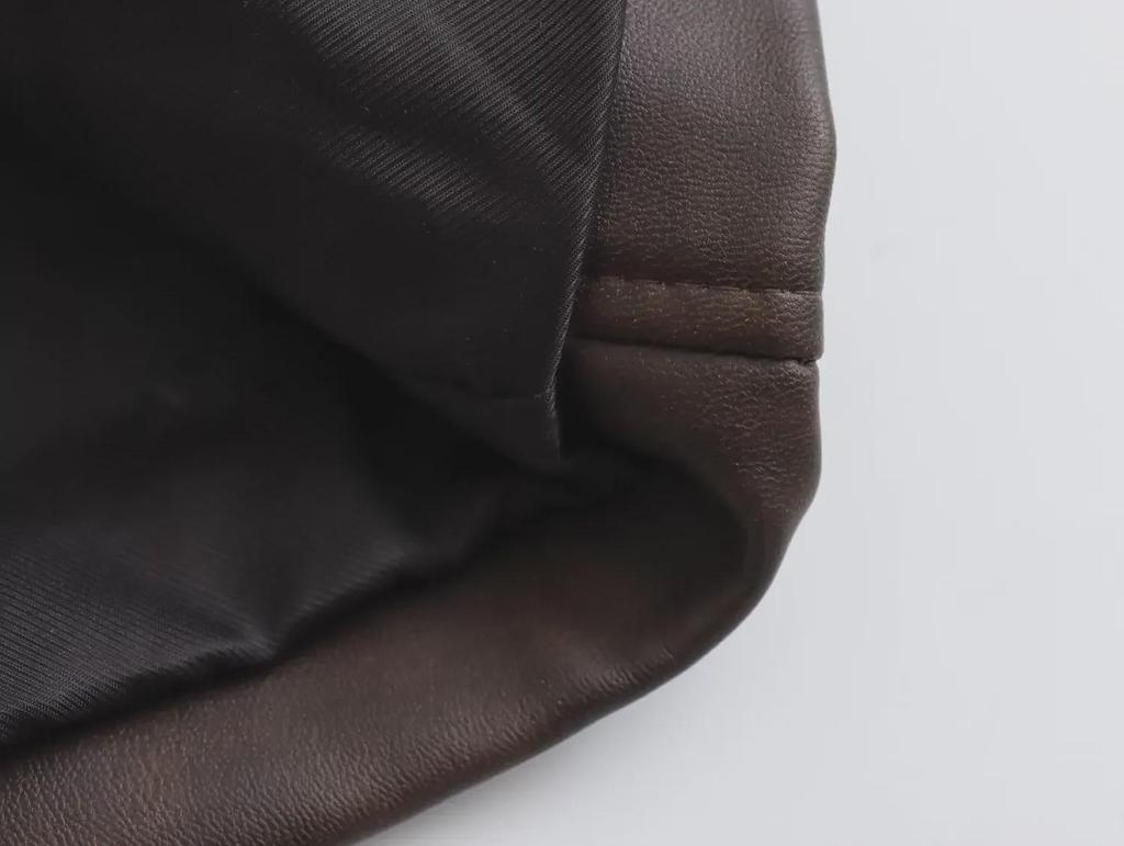 Женский плащ средней длины из искусственной кожи с потертостями, осень 2023 г.