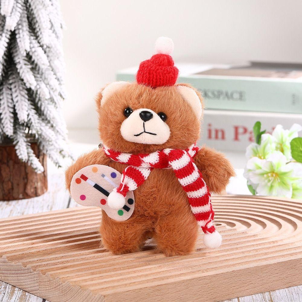 With scarf Christmas Bear Plush Toy Cartoon Animal Bear Plush Dolls  Schoolbag Ornaments