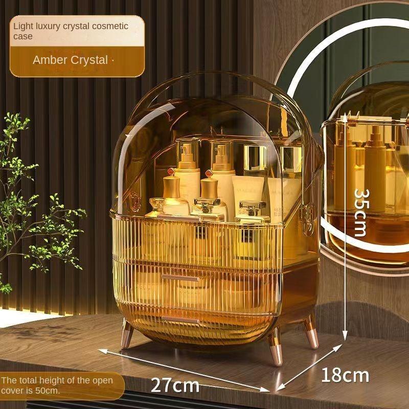 Большая вместительная коробка для хранения косметики, водонепроницаемый пылезащитный настольный органайзер для макияжа, прозрачный ящик для хранения средств по уходу за кожей