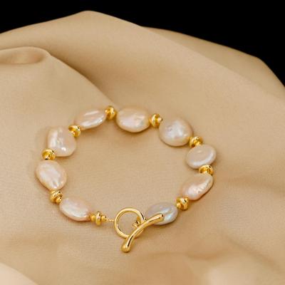 Модный браслет из барочного пресноводного жемчуга 2024: Легкая роскошь, Высококачественная модная бижутерия