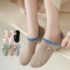 Летние короткие носки для девочки, мультяшная вышивка, модные тонкие милые с маленькой собачкой, животные, невидимые носки-лодочки, хлопок, которые не сползают и не скользят