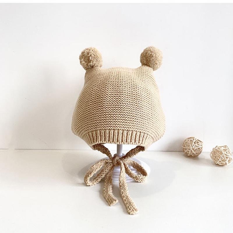 Милая зимняя вязаная детская шапка с мультяшным медведем, теплая детская шапочка для девочек и мальчиков, корейский капюшон для малышей, детские плюшевые шапочки для защиты ушей