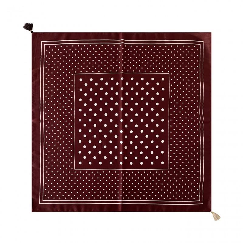 Vintage Brown Herringbone Square Scarf Women With Tassel Pendant Print Fashion Accessory Lightweight Wrap