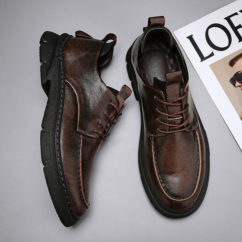 Мужская обувь из натуральной кожи ручной работы в стиле ретро, ​​удобная повседневная кожаная обувь, мокасины, мужская обувь на плоской подошве