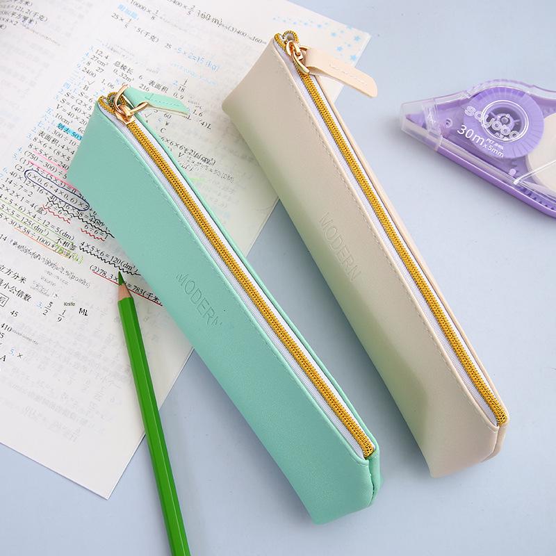 Многофункциональный пенал из искусственной кожи большой емкости - идеально подходит для студентов и хранения канцелярских принадлежностей