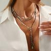 New Fashion 1 Styles Boho Irregular CCB Beaded Long Necklace Women Hip Hop Creative Sexy Y-Shaped Clavicle Chain Elegent Jewelry