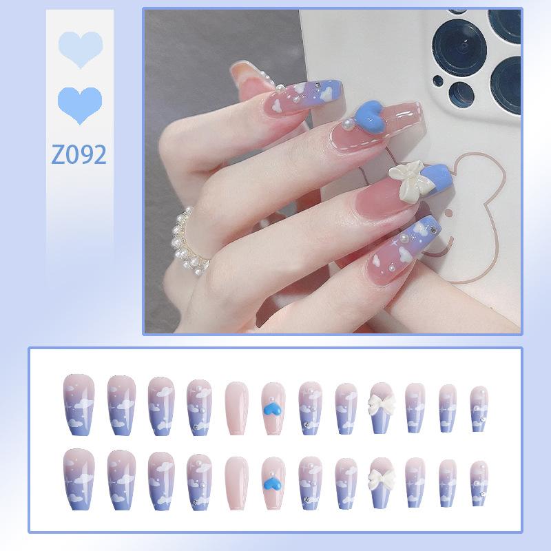 24 шт. носимые ногти поп-блестки Aurora Butterfly Blush накладные ногти для дизайна ногтей с набором для установки