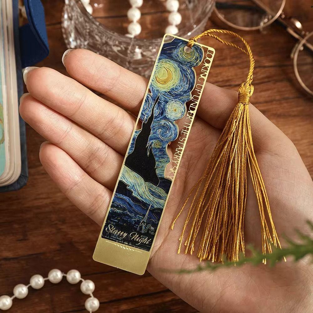 Painting Flower Metal Bookmark Hollow Literary Flower Pagination Mark  Student Gift