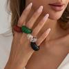 Salircon Simple Irregular Geometric Resin Wide Chunky Rings for Women Vintage Stacking Finger Ring Jewelry Accessories Gift New