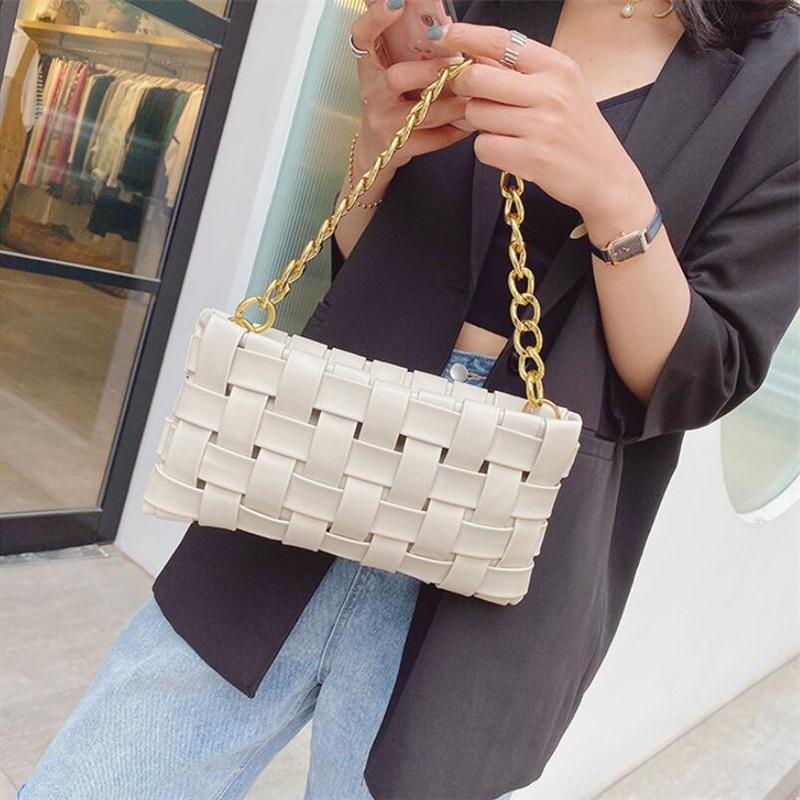 Fashion Braided Shoulder Bag New Western Style PU Leather Wild Woven Underarm Package Texture Designer Womens Shoulder Bag ARI