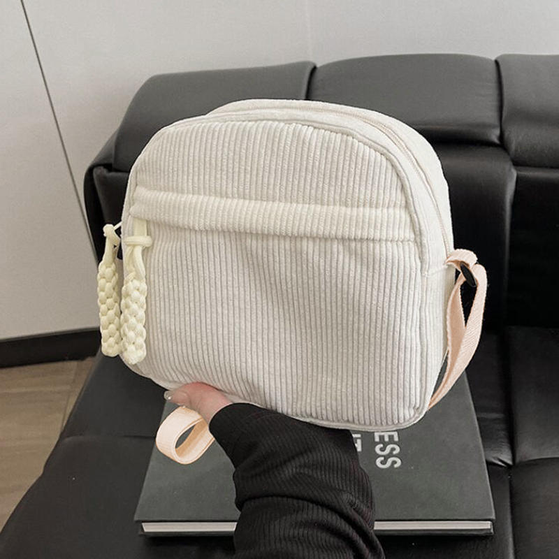 Simple Versatile Crossbody Bag Fashionable Casual Small Square Bag Personalized Commuting Shoulder Bag Corduroy Unisex Handbag