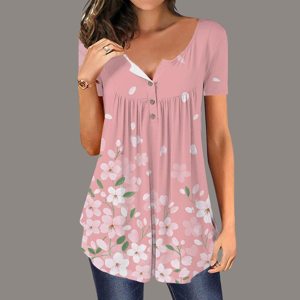 Женский летний топ с коротким рукавом и круглым вырезом, топ с цветочным принтом бабочки