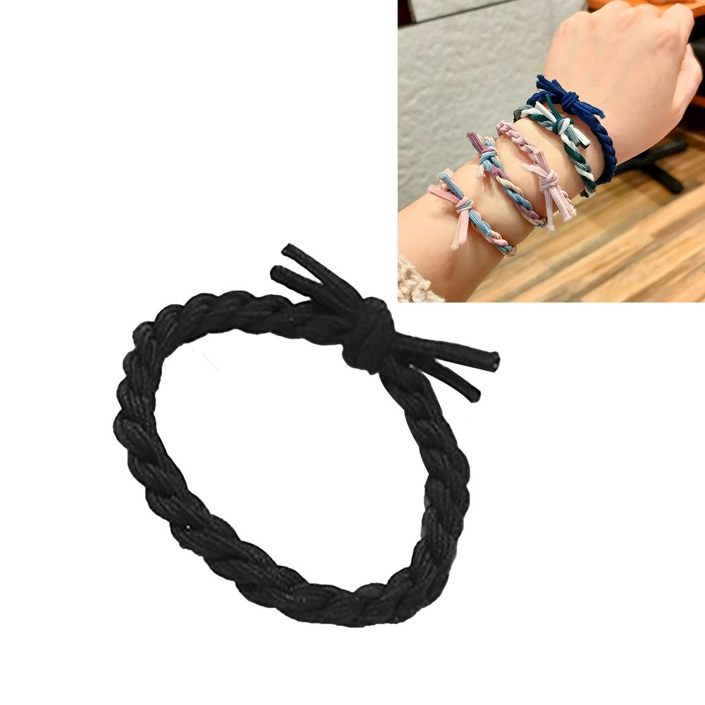 Плетеная резинка для волос с высокой эластичностью, фиксация, модная толстая лента для волос для пучка, черная