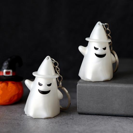 Брелок для ключей с привидением на Хэллоуин со светящимся брелоком-призраком, цветное ожерелье с подсветкой, аксессуары для привидения на Хэллоуин