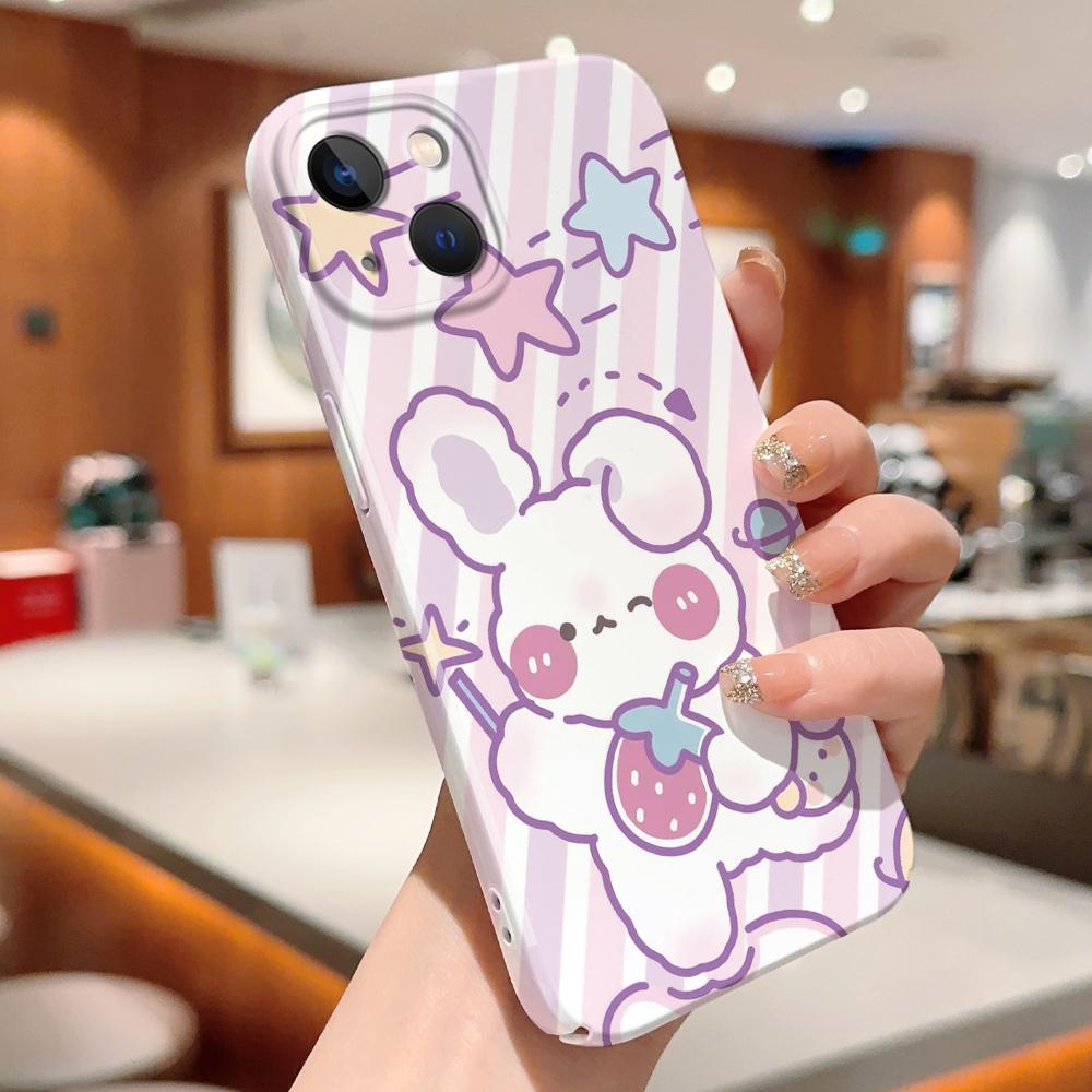 Чехол для телефона с милым кроликом для Samsung Galaxy S20 FE 5G A52 iPhone 11 15 Xiaomi Redmi VIVO OPPO Realme Huawei Infinix Противоударный ультратонкий жесткий чехол