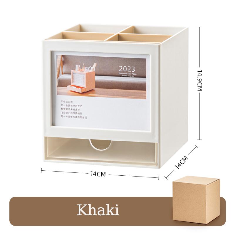 Креативный вращающийся на 360 ° держатель для ручек с настольным календарем, настольный органайзер для канцелярских принадлежностей, большой вместительный ящик для хранения карандашей, школьный офис