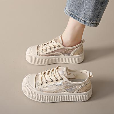 CRLAYDK Кружевные жаккардовые кеды для женщин Летние дышащие низкие кроссовки для ходьбы Женские повседневные теннисные туфли на шнуровке на платформе