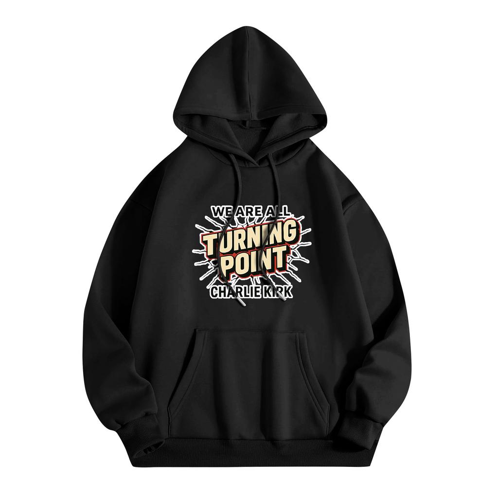 Унисекс Модный Легкий Пуловер с Длинным Рукавом и Карманами Худи с Принтом