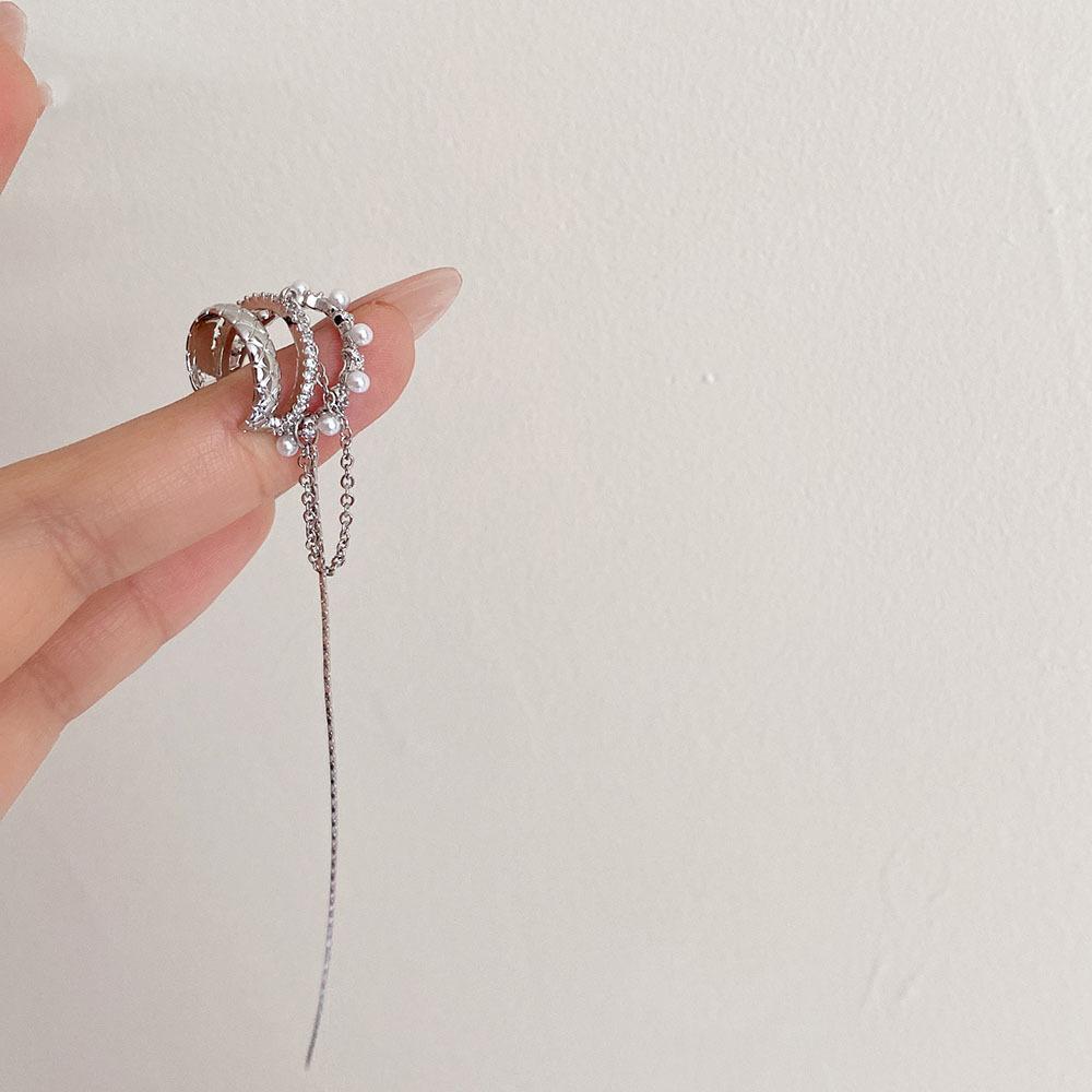 Рок Винтаж Циркон Звезда Цепочка Кисточка Клипсы Серьги Для Женщин Унисекс Минималистичные Фейковые Пирсинг Козелок Ухо Кафф Серьги Украшения Подарки