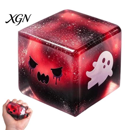 Ice Cube Toy Halloween Ghost Stress Sensory Toy, Anxiety Relief Squeeze Glitter Balls Slow Rising Pinch for Kids Adults