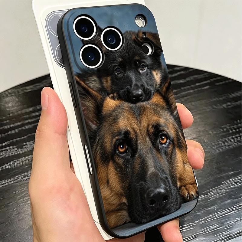 Мягкий чехол для телефона с изображением немецкой овчарки для iPhone 16 16E 17 Air 15 Pro Max 14 Plus 13 Mini 11 12 7 Черная задняя крышка