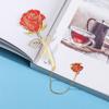 Style Apricot Leaf Rose Flower Hollow Bookmark Vintage Bookmark Leaf Bookmark Metal Bookmark