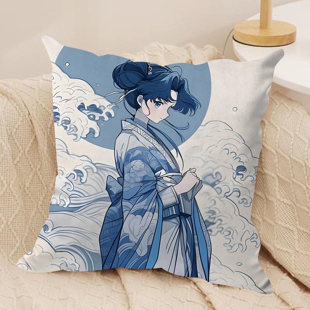SSailor MMoonS Ancient Cushion Cover Silky Short Plush Invisible Zipper Dustproof Sofa Pillow Case for Home Decor