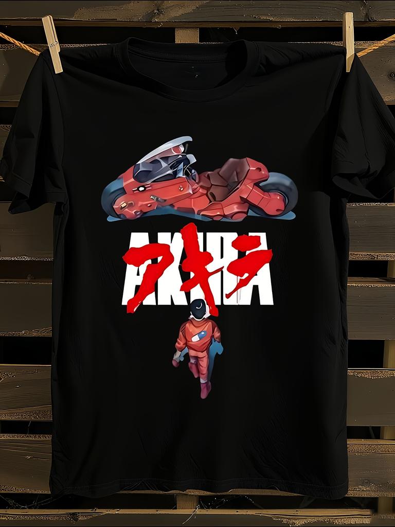 Akira Anime T-Shirt Mens Tshirt Womens Tshirts with Letters Print Short Sleeves T-Shirt Casual Street Tee Shirt Top