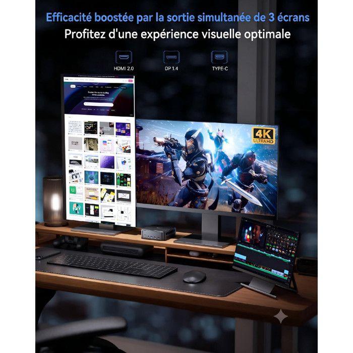 NiPoGi Mini PC Gamer 16 Go DDR4 / 1 To SSD-AMD Ryzen 7 7730U (8C/16T,jusqu'à 4,5GHz)Graphique Radeon RX Vega 8,WiFi 6- Windows 11