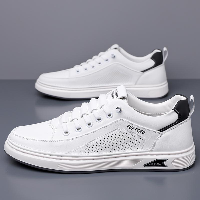 Мода 2025 Новые кожаные мужские слипоны Ручная работа Повседневная обувь Мужские кроссовки на шнуровке для ходьбы Уличная обувь для бега Офисная мужская обувь для скейтбординга