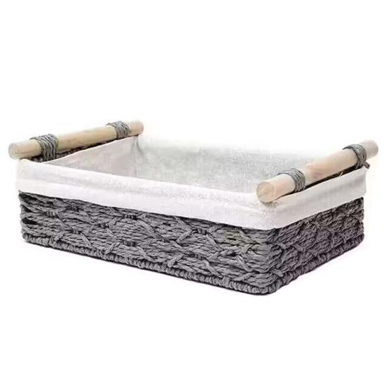 Desktop Storage Basket with Handle Vine Braided Large Capacity Cosmetic Remote Control Pens Keys Sundries Organizer Home Office Storage Box