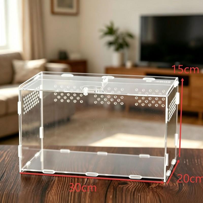 Acrylic Reptile Terrarium Ventilated Habitat Box Corn Snake Leopard Gecko Hermit Crab Spider
