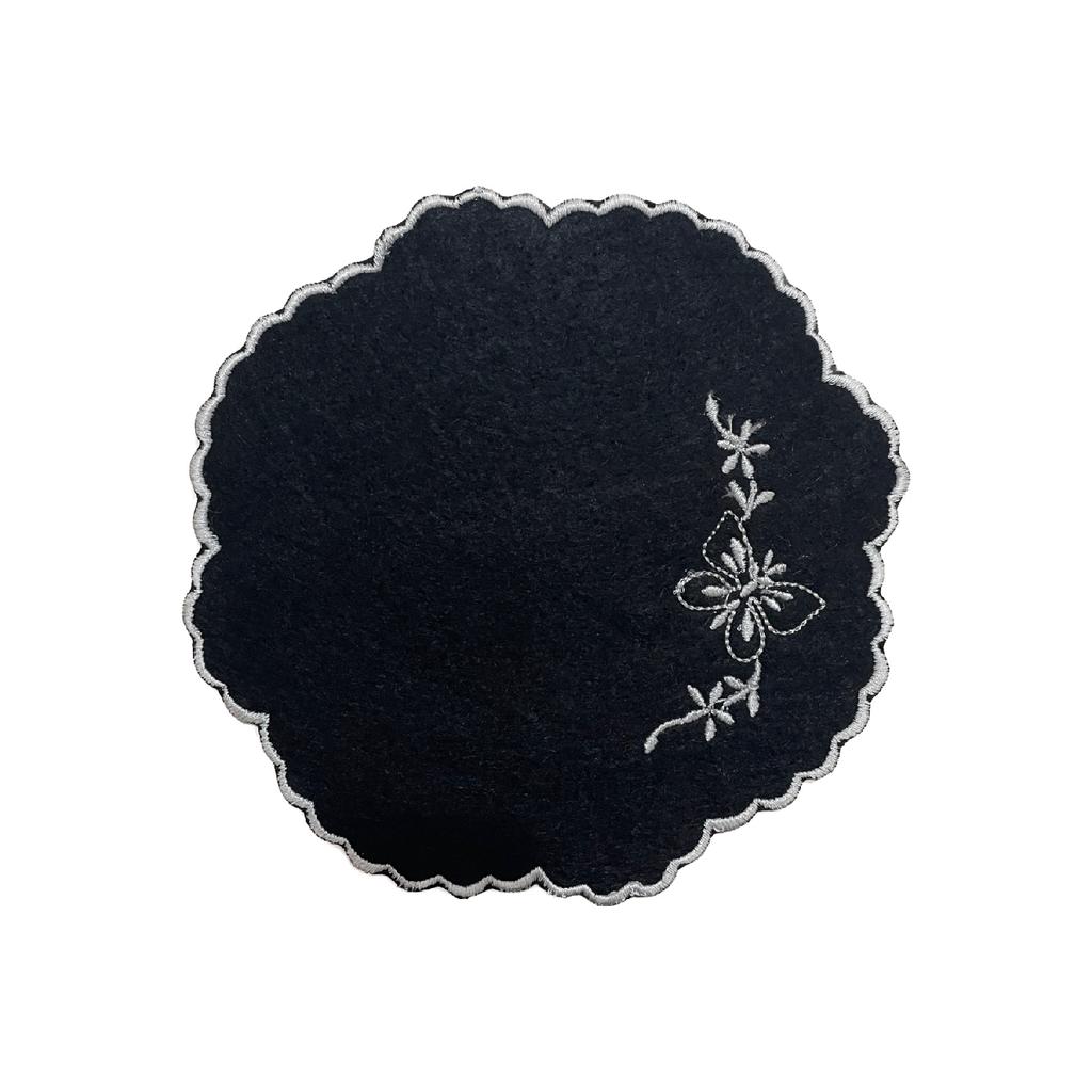 Набор из 6 маленьких льняных салфеток для сервировки кофе с вышивкой в виде бабочек